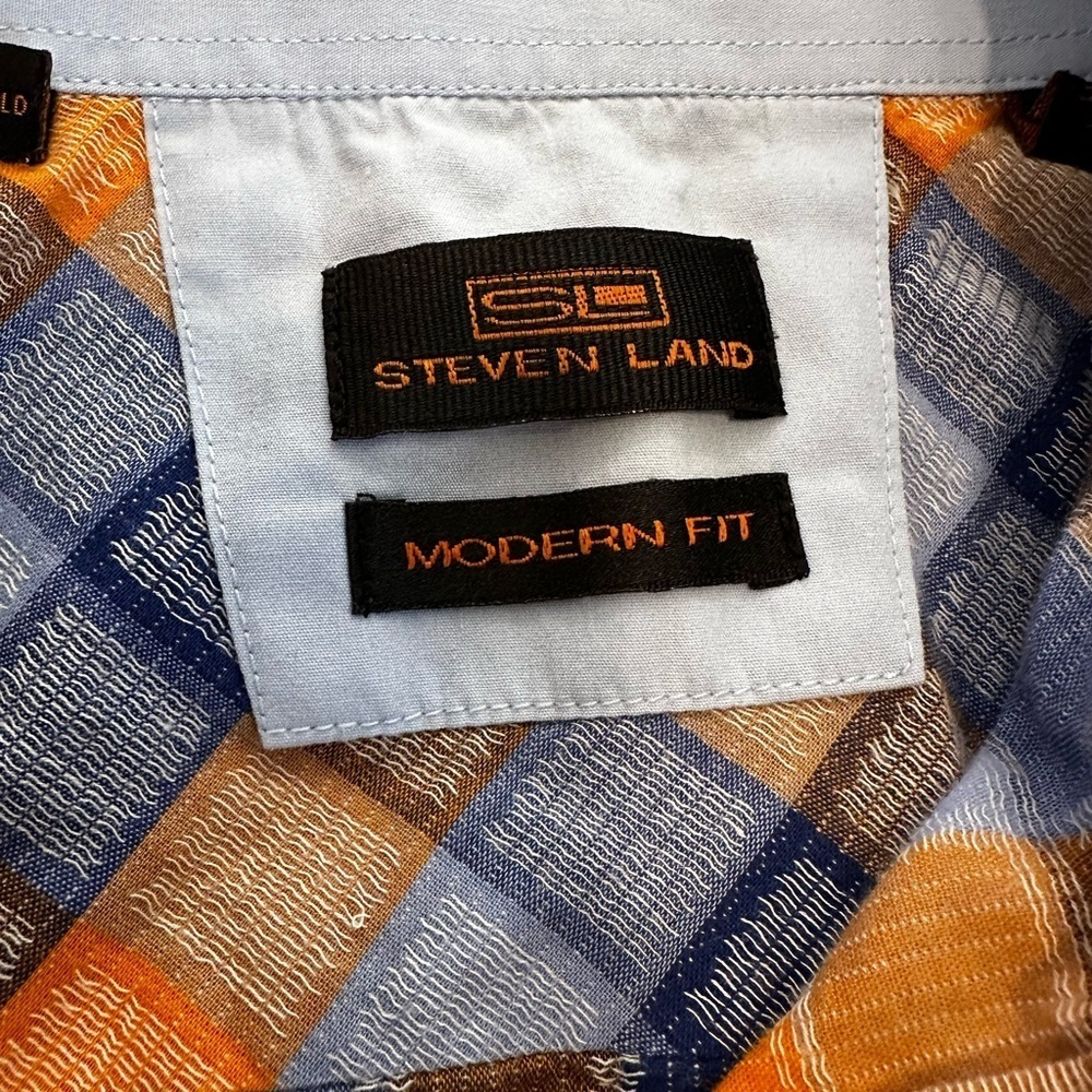 Steven Land Men’s Modern Fit Colorful Button Down Dress Shirt. french cuff. - Picture 6 of 11